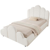 POLSTERBETT 90/200 cm in Beige mit gepolstertem Kopfteil, abgerundeten Ecken und Wolken-Design aus Bouclé - Beige/Schwarz, Holzwerkstoff/Textil (90/200cm) - STILVORA