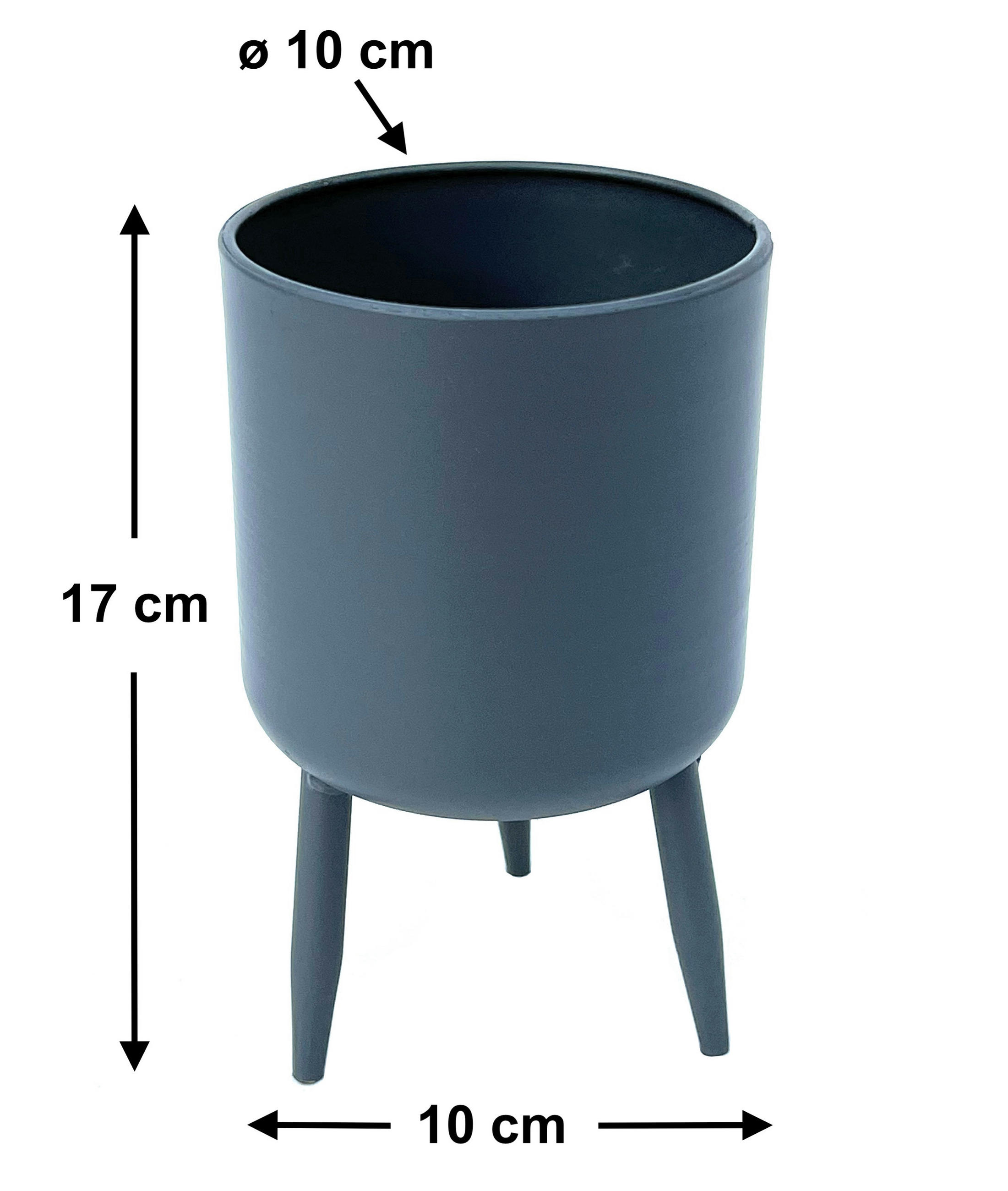 BLUMENTOPF Metall Grau 17 cm 96260 S - Grau, Metall (10/17/10cm) - DanDiBo