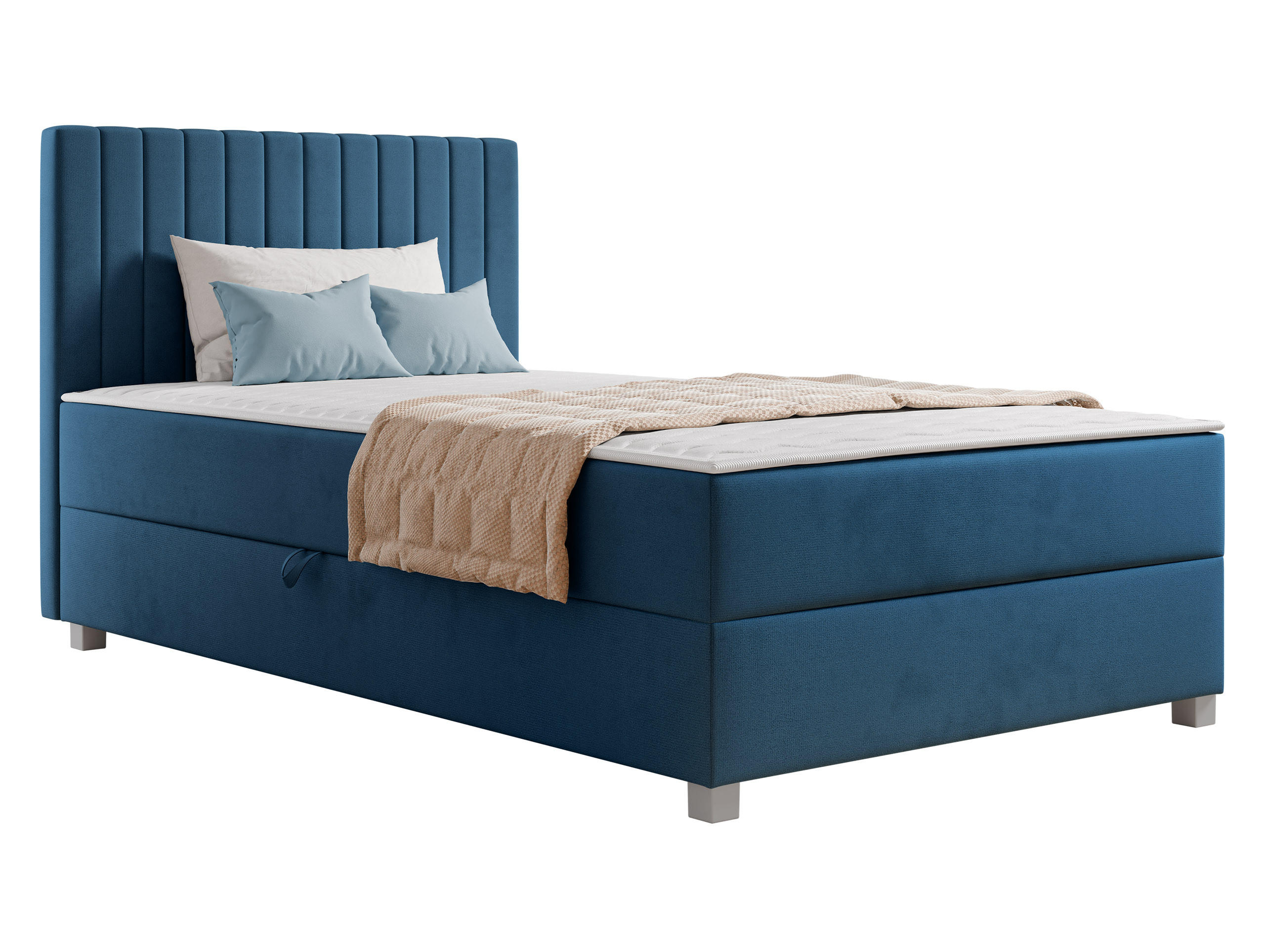 BOXBETT Viki - Blau/Silberfarben, Holzwerkstoff/Kunststoff (120/200cm) - MIRJAN24