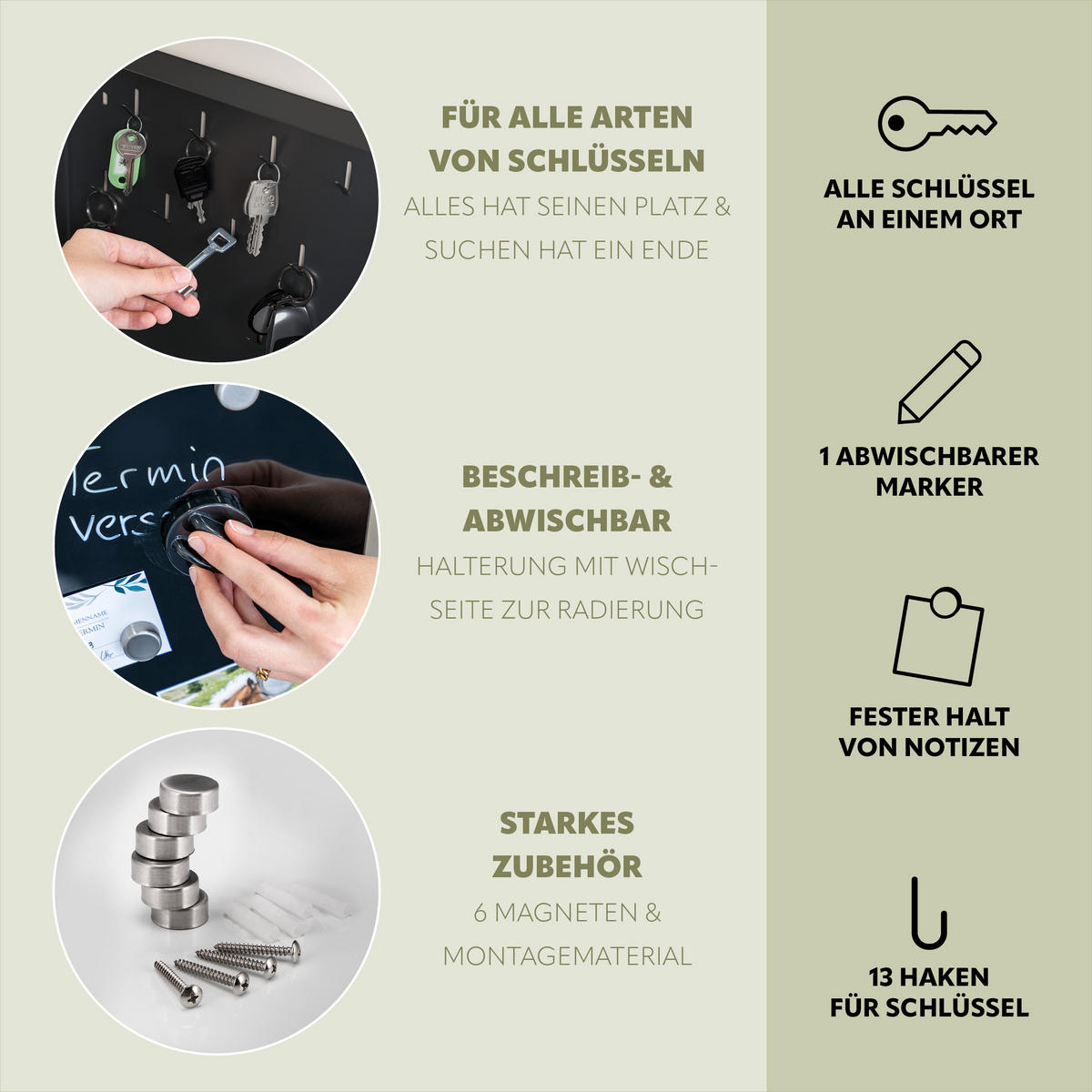 SCHLÜSSELKASTEN XL, schwarz - Schwarz Hochglanz, Metall (35/35/5cm) - bremermann