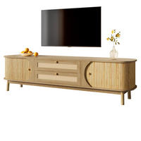 LOWBOARD 170/39.5/46 cm natur aus Massivholz und Spanplatte mit Rattanfronten - Eichefarben, Holzwerkstoff (39.5/46/170cm) - OKMYHOME