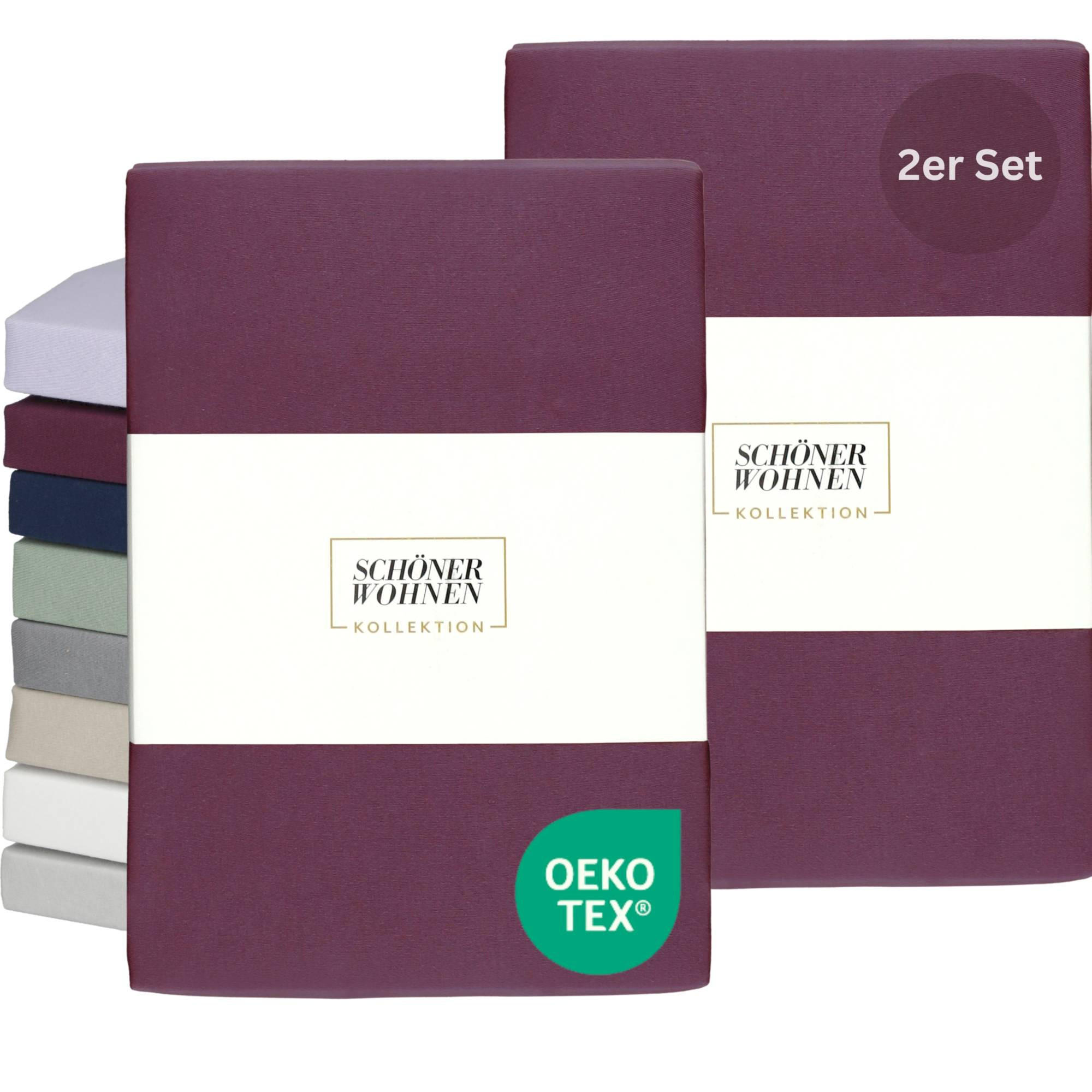 SPANNBETTLAKEN BASIC 2er Set - Beere, Textil (150/200cm) - Schöner Wohnen