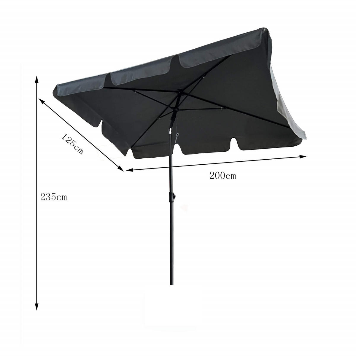 SONNENSCHRIM Grau 235/200 cm - Schwarz/Grau, Metall (200/125cm) - Akord