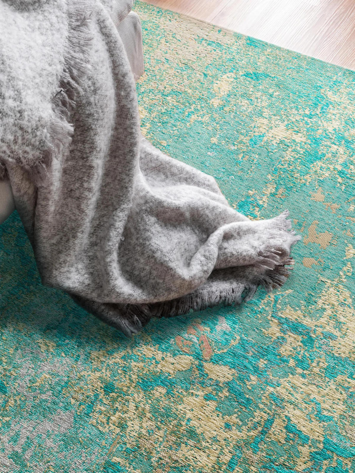 FLACHGEWEBETEPPICH Stay Türkis 80x165 cm - Türkis, Textil (80/165cm) - benuta Pop