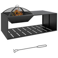 FEUERSCHALE, Keramik, Metall, Schwarz - Schwarz, Keramik/Metall (51/56/101cm) - Outsunny