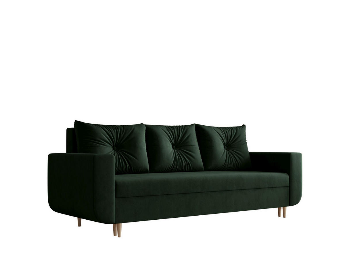 SOFA DELFIN mit Schlaffunktion ITAKA 10 Sofa mit Stauraum - Dunkelgrün, Textil (90/88/240cm) - Bedante