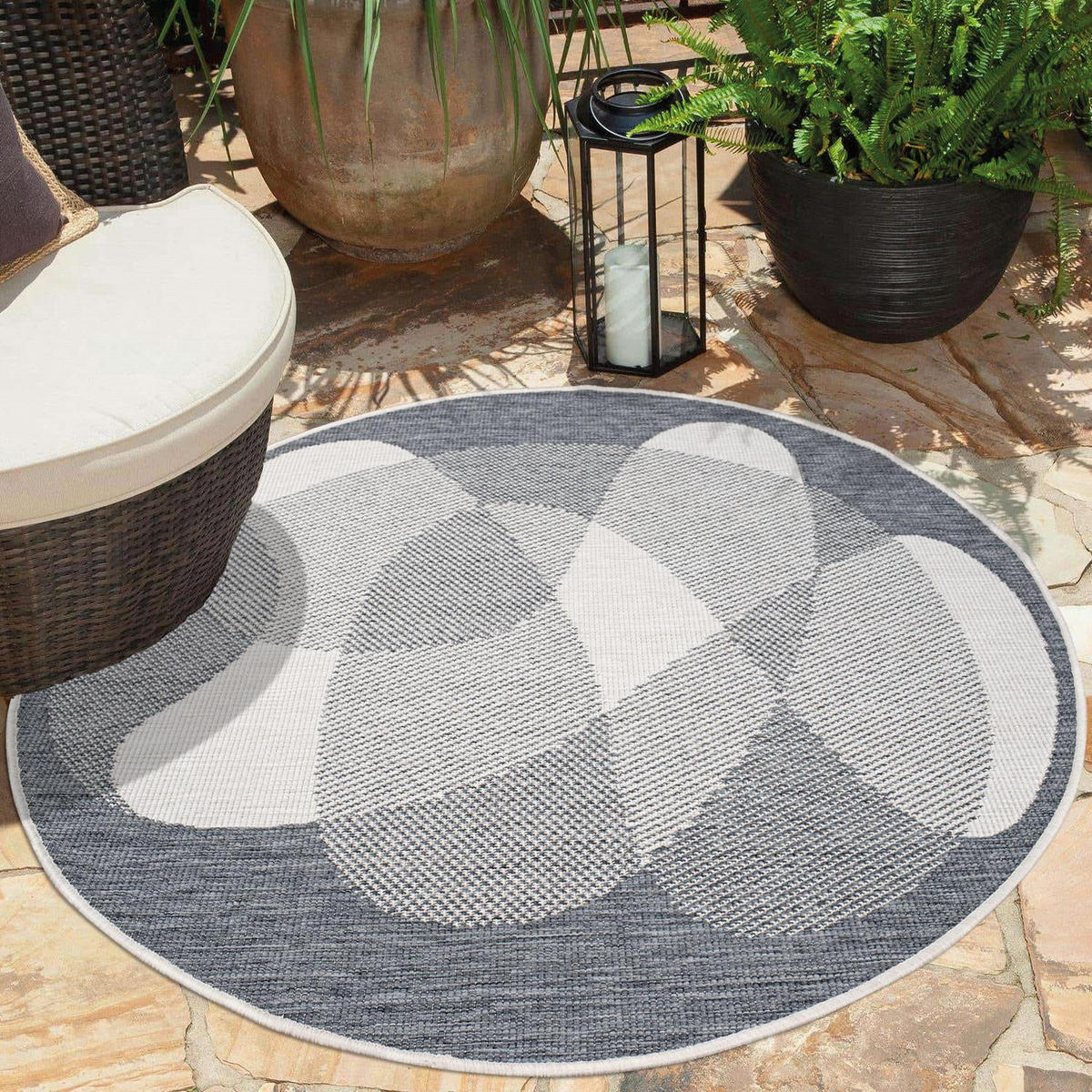 OUTDOOR-TEPPICH DuoRug 5835 Grau 160x160 cm - Grau, Textil (160/160cm) - carpet city