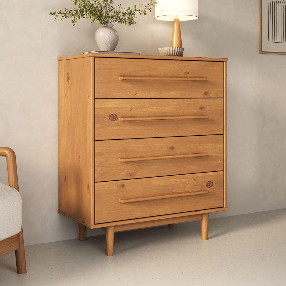 KOMMODE TECCA Eiche - Eichefarben, Holz (80/96/41cm) - IDIMEX