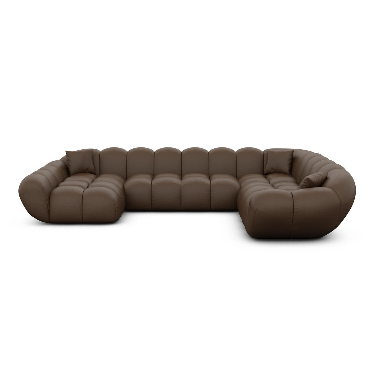 WOHNLANDSCHAFT Liva Dunkelbraun Kunstleder U-Form XXL Links - Dunkelbraun, Kunststoff (323/70/258cm) - VAROYAL