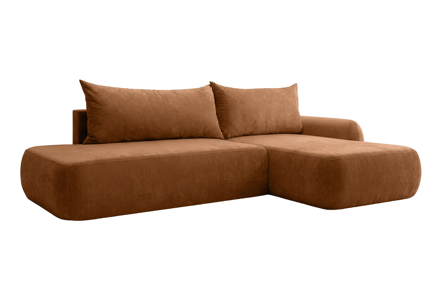 ECKSOFA Mit Schlaffunktion Und Bettkasten, Velvet-Stoff Vena, Honigfarbe, Rechts, HELA I - Honig, Holz (302/184cm) - Kaiser Möbel