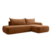 ECKSOFA Mit Schlaffunktion Und Bettkasten, Velvet-Stoff Vena, Honigfarbe, Rechts, HELA I - Honig, Holz (302/184cm) - Kaiser Möbel