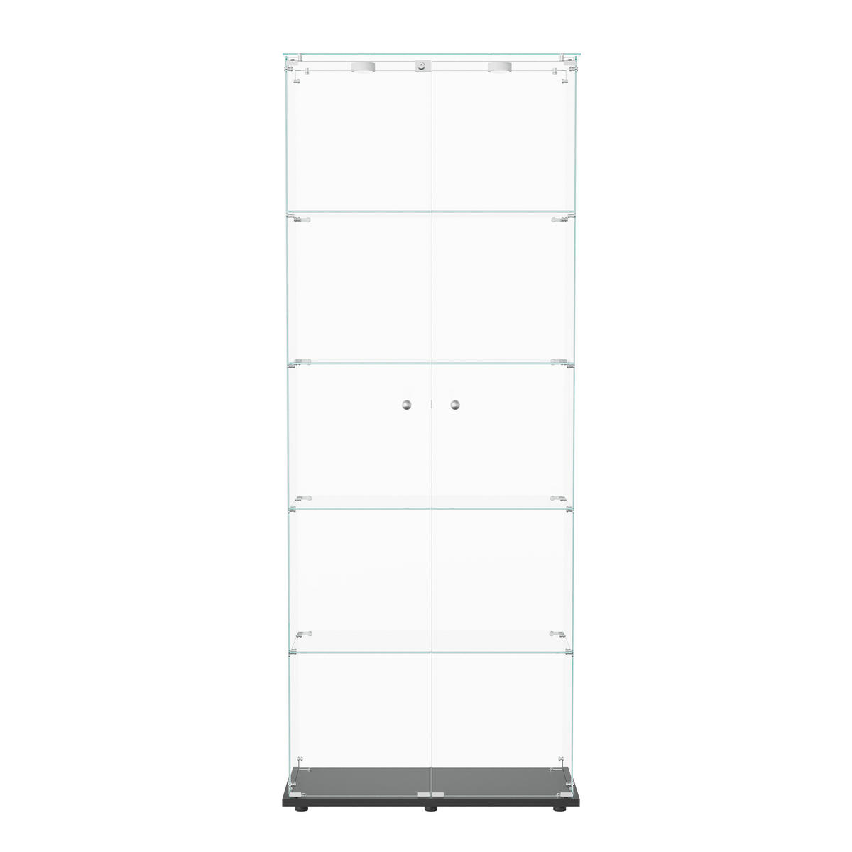 LED-VITRINE, 5-stufig mit Doppeltüren, Schwarzrahmen - Schwarz, Glas (78.5/186.5/34.5cm) - Joyfair