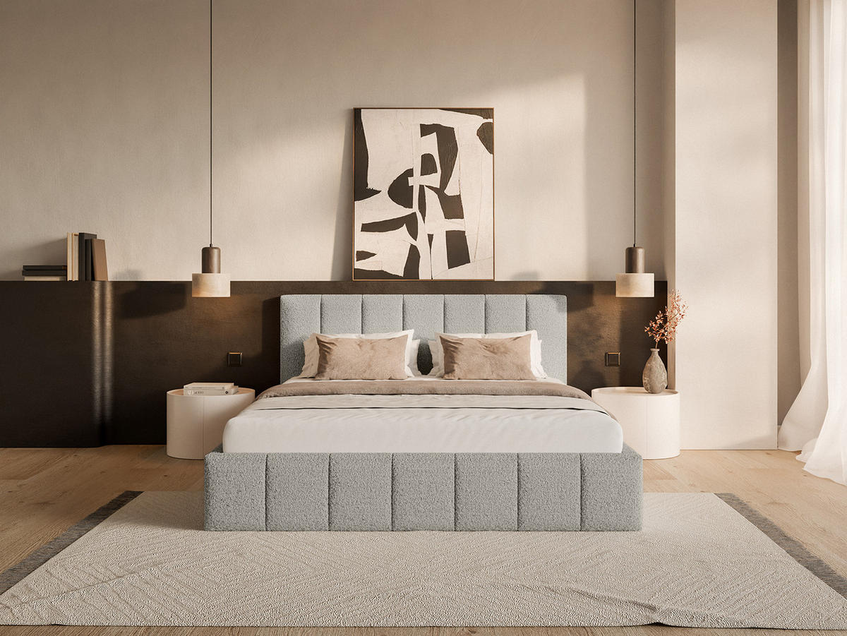 POLSTERBETT TORAO 120x200 cm, Hellgrau - Grau, Textil (120/200cm) - Fedve