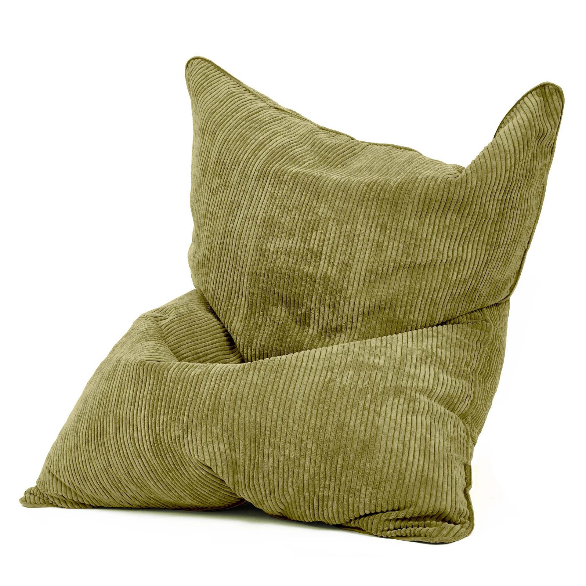 SITZSACK XXL "Square" aus Cord – 370 L - Grün, Textil (140/25/180cm) - Green Bean