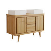 DOPPELWASCHTISCH - 120 cmcm x 55 cmcm - Holz, Platte - Naturfarben Hell - BINTUNI - Naturfarben, Holz (120/80/55cm) - Vente-Unique