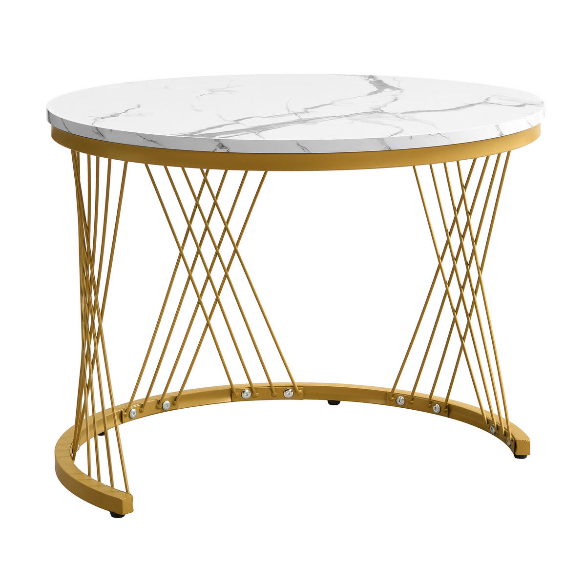 COUCHTISCH-SET 60/60/46 & 50/50/30,8 cm in Weiß mit Marmoroptik und 2 Schubladen - Weiß, Holzwerkstoff (60/60/46cm) - Flora Grace