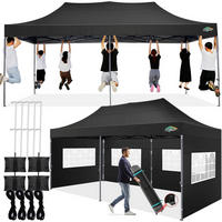 FALTPAVILLON 3x6m schwarz mit 6 Seitenwänden und Rollen-Tasche - Schwarz, Textil (300/330/600cm)