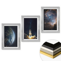 WANDBILDER 3er Set - 20x30 cm Silberner Rahmen - Weltraum Erde Rakete Galaxie - Silberfarben, Kunststoff (20/30cm) - ArtPrintCave