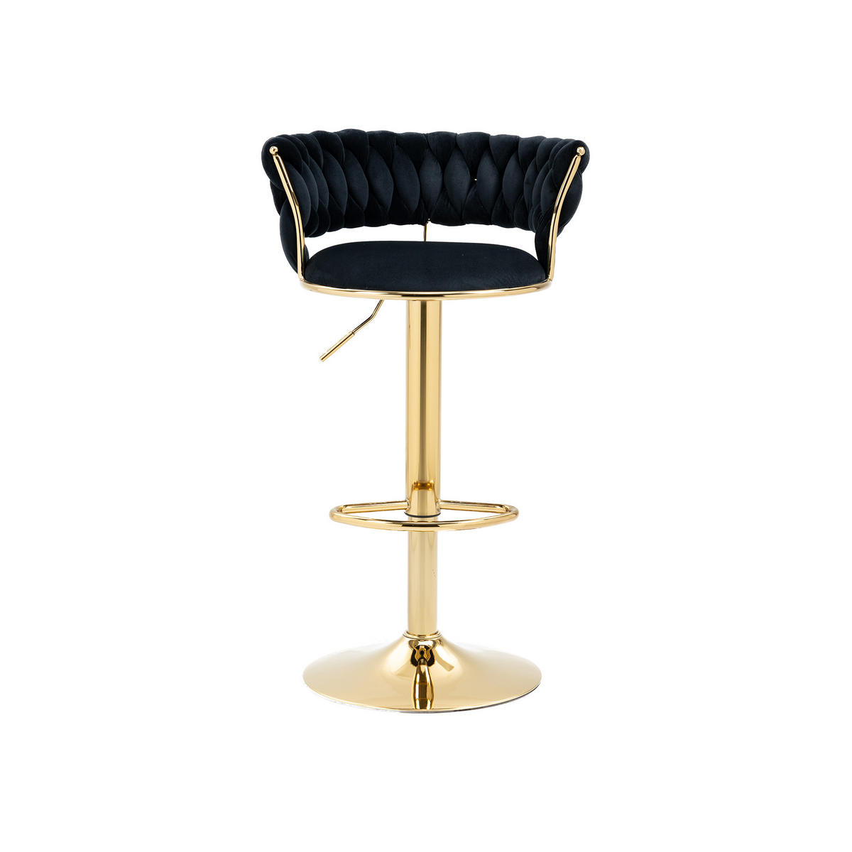 BARHOCKER 2er-Set 360° drehbar mit Samtbezug - Schwarz, Textil (54/78/46cm)
