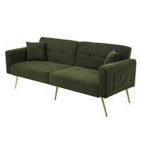 SCHLAFSOFA Sherpa mit verstellbarer Rückenlehne und Seitentaschen Antikgrün 175/64/72 cm - Grün, Textil (64/72/175cm) - Redom