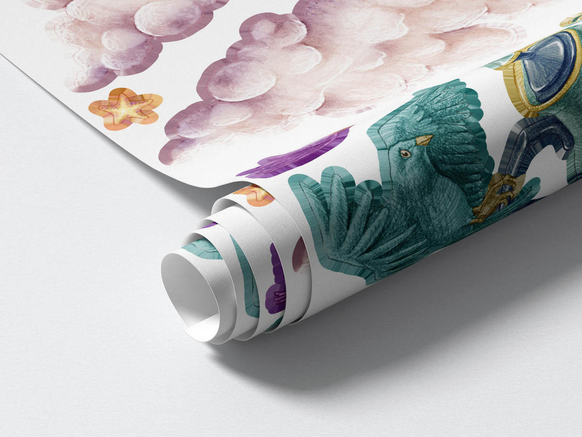 WANDAUFKLEBER 100x137cm - Märchentiere - Multicolor, Kunststoff (100/137/0.1cm) - Wallfluent