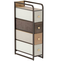 KOMMODE Schrank mit 4 Schubladen aus Vliesstoff Stahlrahmen Schubladenschrank - Multicolor/Braun, Holz/Textil (47/84.5/20cm) - HOMCOM