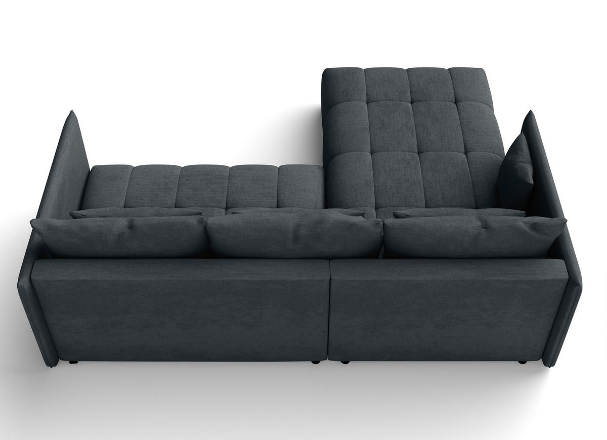 ECKSOFA L Form Gaziante Grau 245/182/83 cm – mit Bettkasten - Schwarz/Grau, Kunststoff/Textil (245/182cm) - AX Living