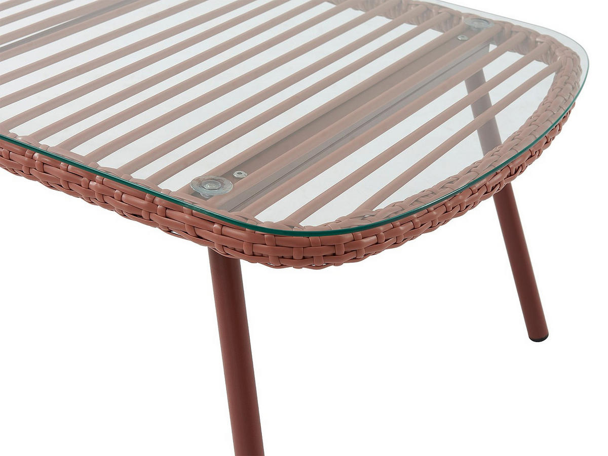 GARTENBEISTELLTISCH - 111 cmcm x 63 cmcm - Glas, Harz - Terracotta - LOUSINI - Terracotta, Glas (63/111/39.5cm) - Vente-Unique