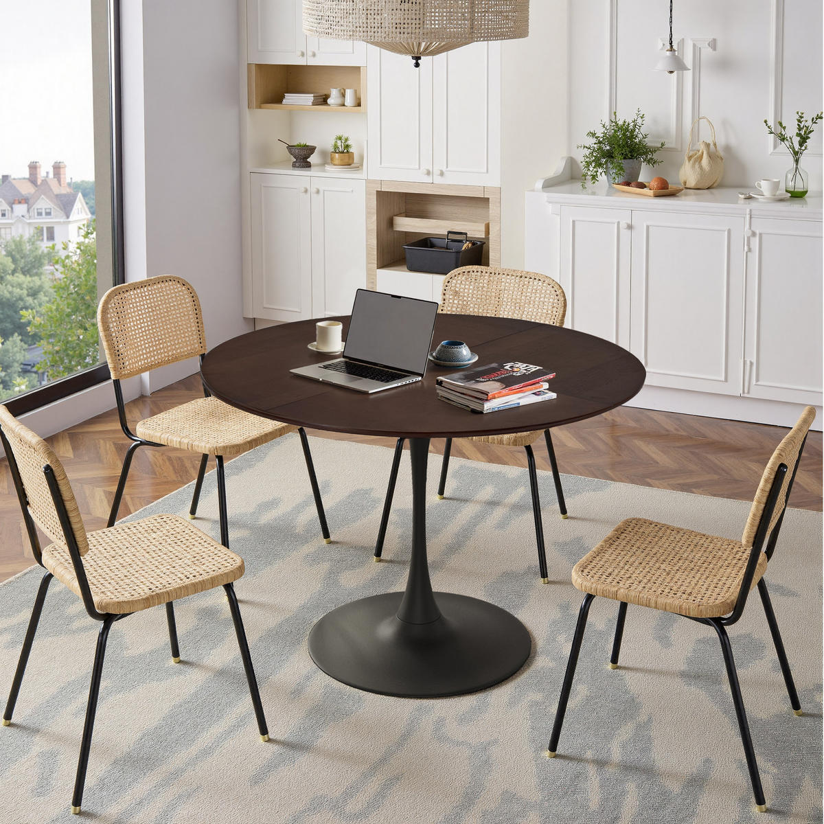 ESSTISCH 120/120/75 cm braun aus MDF mit Stahlgestell - Braun, Holzwerkstoff (120/120/75cm) - OKWISH