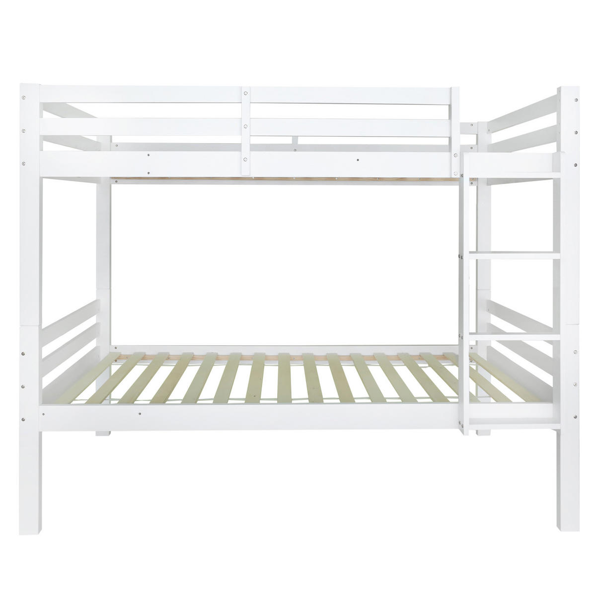ETAGENBETT 90/200 cm in Weiß mit Absturzsicherung und teilbaren Einzelbetten - Weiß, Holzwerkstoff (90/200cm) - OKMYHOME