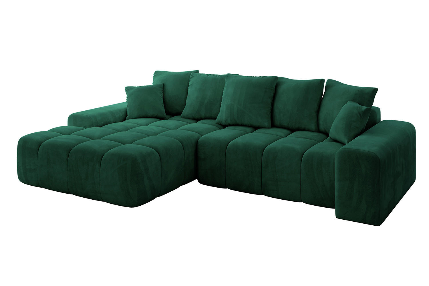 ALTDECOR ROHOVÁ SEDACÍ SOUPRAVA s otomanem vlevo ENSI-L – 267 x 164 x 69 cm, tmavě zelená