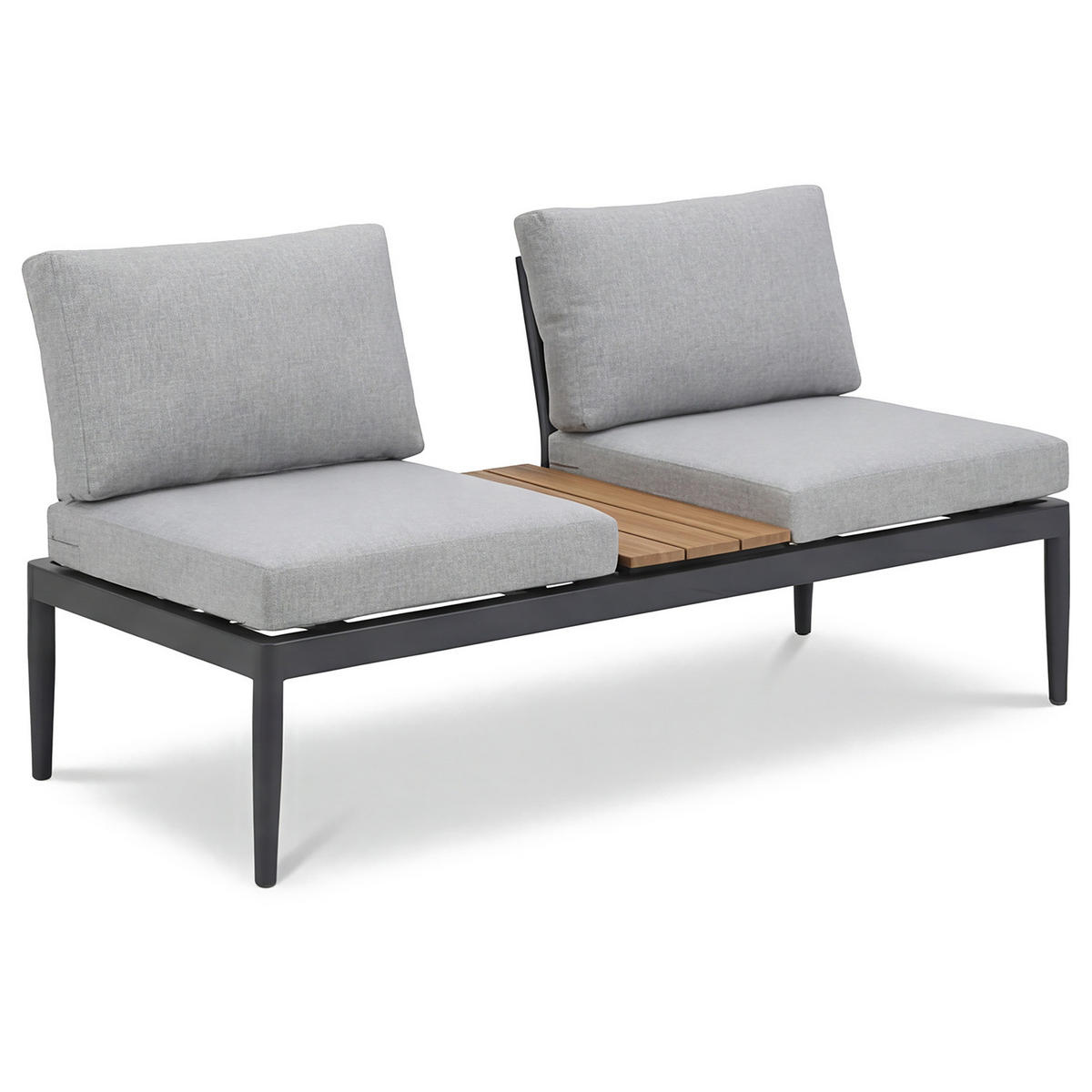 LOUNGEGRUPPE - 4-teilig - Stahl / Webstoff - Anthrazit / Grau - Grau, Kunststoff/Textil - home24