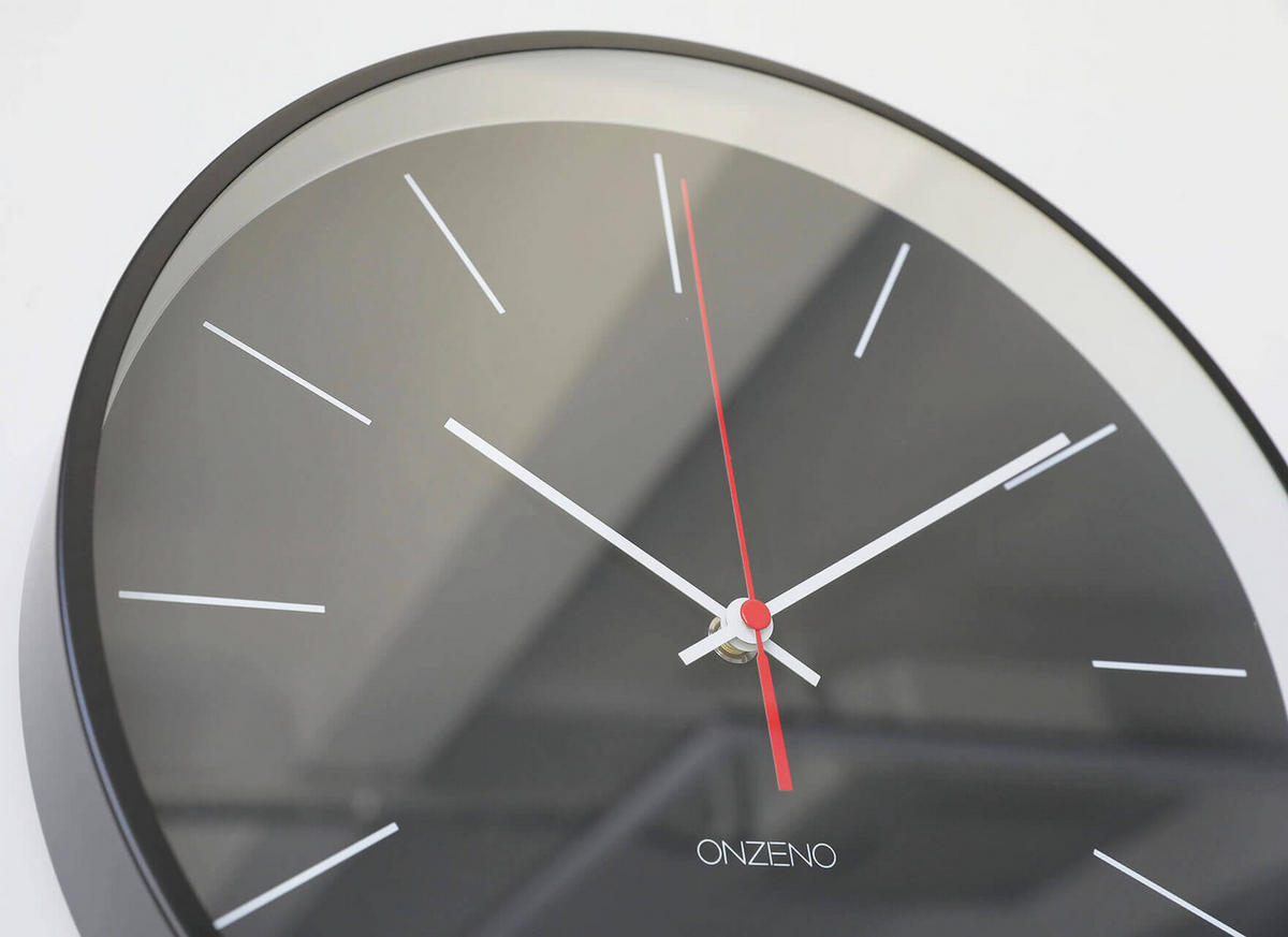 WANDUHR Design Schwarz 31/31 cm - Schwarz, Glas/Holzwerkstoff (0.94/30.5/4cm) - ONZENO