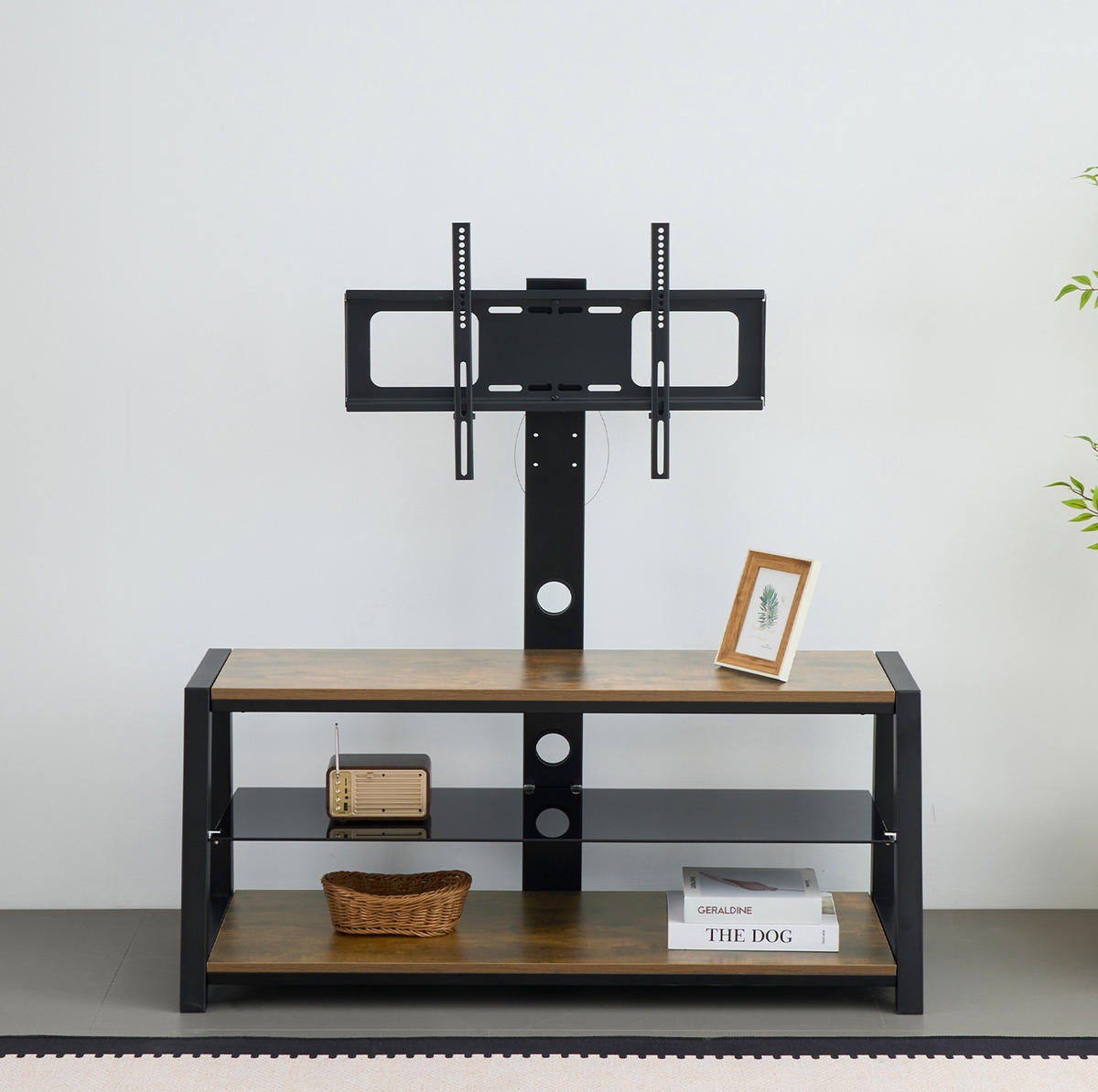 TV-LOWBOARD 116/42/125 cm mit Kabeldurchlass und höhenverstellbarem TV-Ständer - Braun, Holzwerkstoff (116/125/42cm) - BEAOK