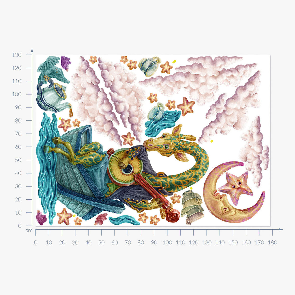 WANDAUFKLEBER 130x178cm - Märchentiere - Multicolor, Kunststoff (130/178/0.1cm) - Wallfluent