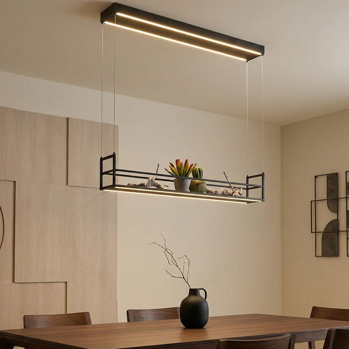 PENDELLEUCHTE SONTURA Metall Schwarz, LED, Memory - Schwarz, Metall (103.6/17.1/120cm)