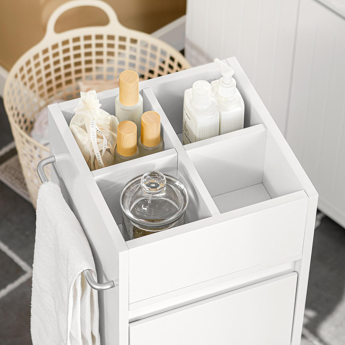BADEZIMMERSCHRANK Weiß - Weiß, Holzwerkstoff (30/90/30cm) - SoBuy