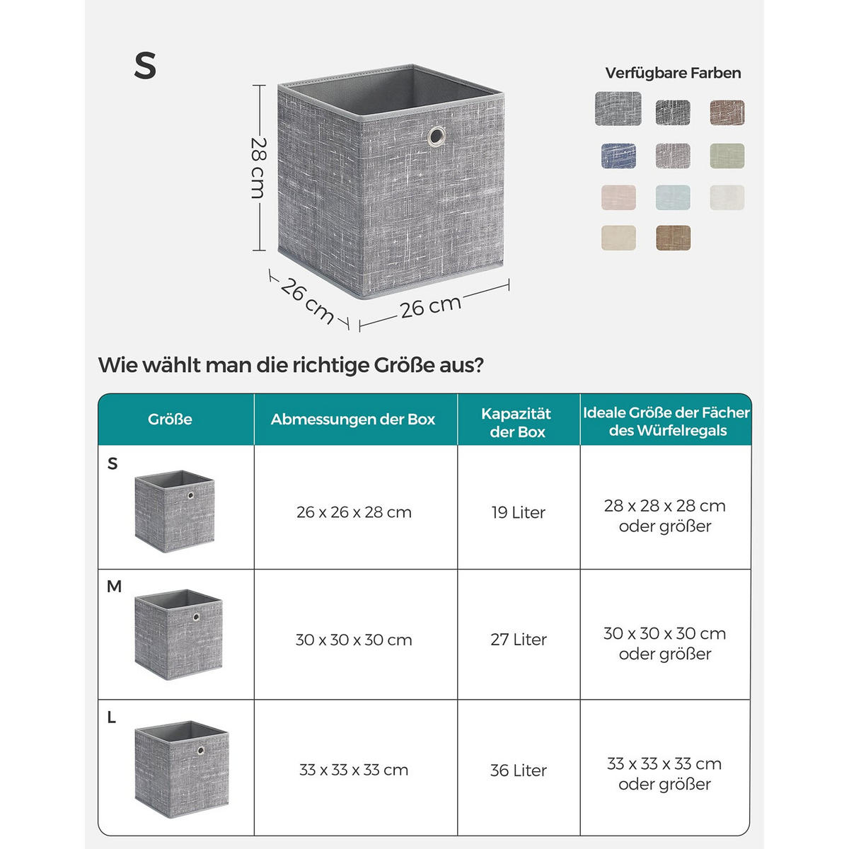AUFBEWAHRUNGSBOX TIRANA 6ER-SET - Grau, Textil (26/28/26cm) - Hansiro