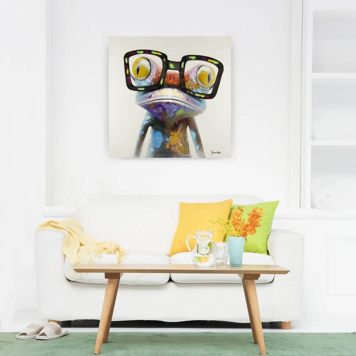 ÖLGEMÄLDE 80/80 cm - Blau/Gelb, Holz/Textil (80/80cm) - KUNSTLOFT