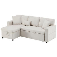 ECKSOFA Eckschlafsofa Stoff mit USB-Anschluss und Stauraum Beige 214/131/87 cm - Beige, Textil (87/131cm) - Redom