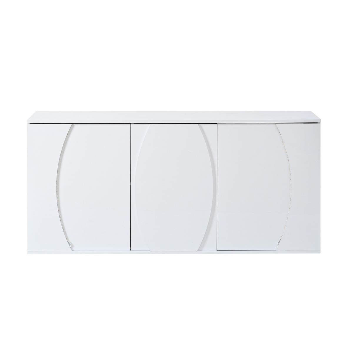 SIDEBOARD 140/35/76,5 cm mit 4 Schubladen, 2 Türen, Push-to-Open und Hochglanzfront, Weiß - Weiß, Holzwerkstoff (140/76.5/35cm) - Redom