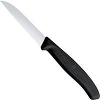 SCHÄLMESSER Swiss Classic - Schwarz - Wellenschliff - 8 cm - Schwarz, Metall (19cm) - Victorinox