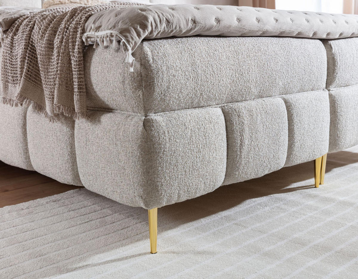 BOXBETT Grazia In Corbett - Dunkelgrau, Holzwerkstoff/Textil (140/200cm) - Fun Möbel