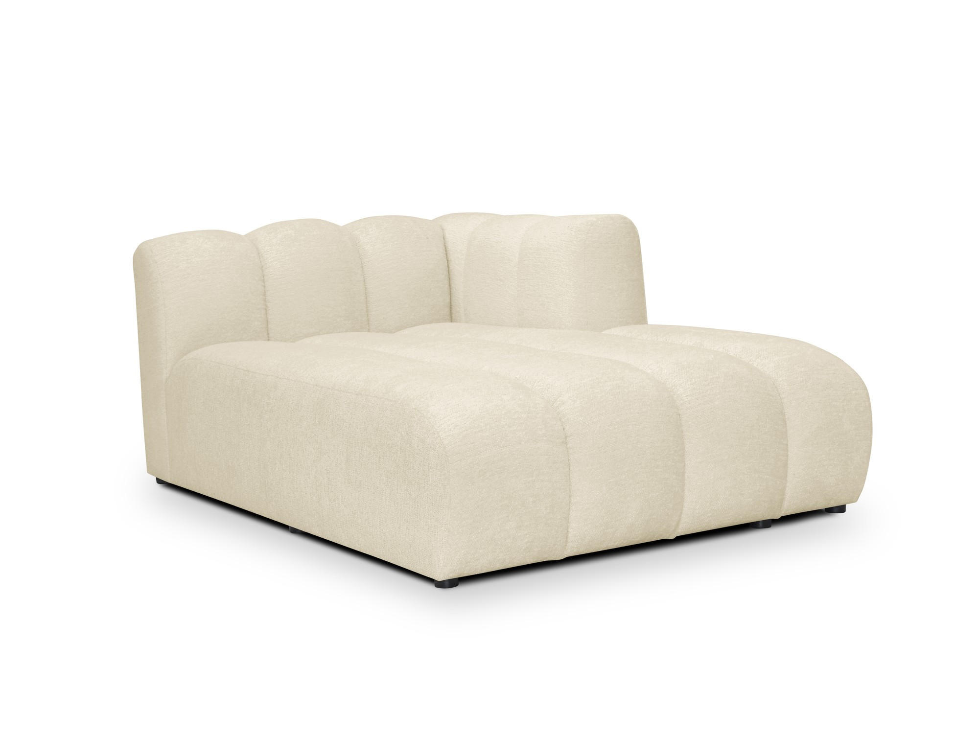 SOFAELEMENT Rechts Chenille Stoff Beige - Hellbraun/Schwarz, Holzwerkstoff/Kunststoff (179/70/113cm) - Makamii