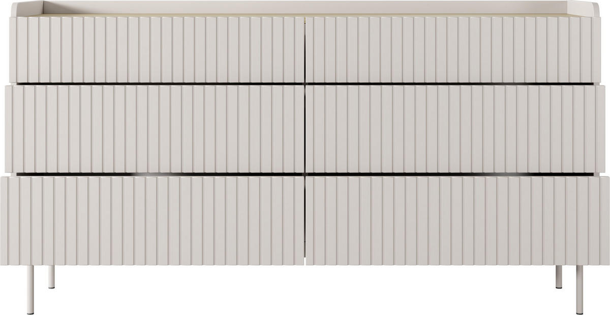 KOMMODE Nolle in Beige & Scandi Eiche 153/82/38 cm - Sandfarben/Beige, Holzwerkstoff/Metall (153/82.2/38cm) - WFL GROUP