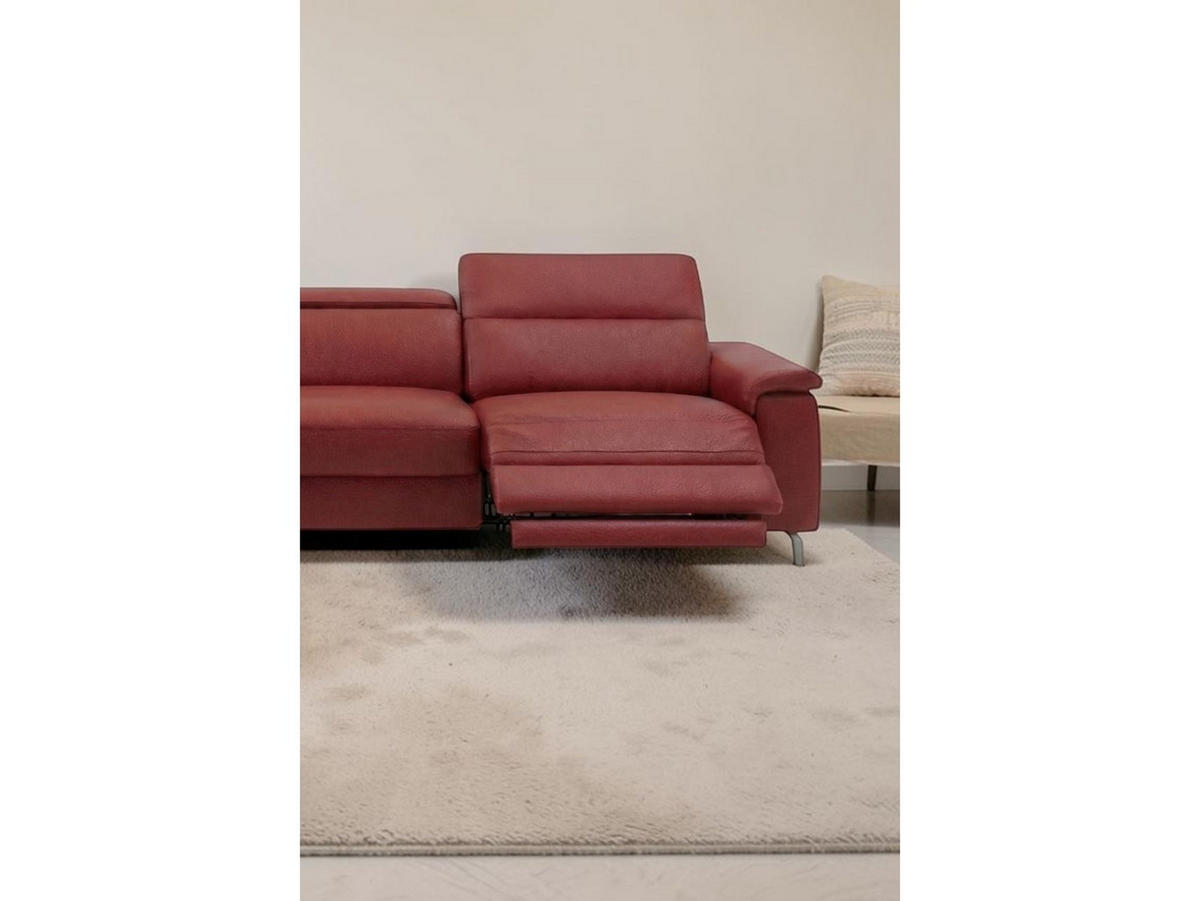 ECKSOFA Ambassador Echtleder mit 1 x Relaxfunktion Rot - Rot, Leder/Metall (272/224cm)