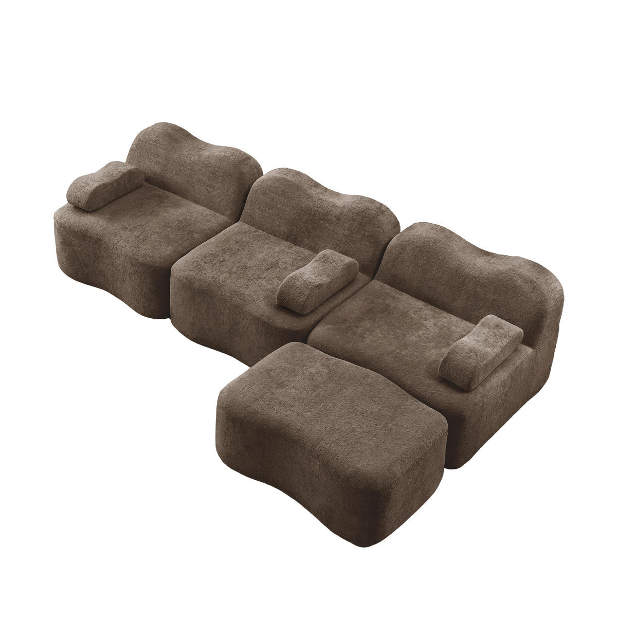 L-FÖRMIGES ECKSOFA Braun 288/167/70 cm 3-Sitzer Modular mit Hocker - Braun, Textil (288/167cm) - PANGIVO