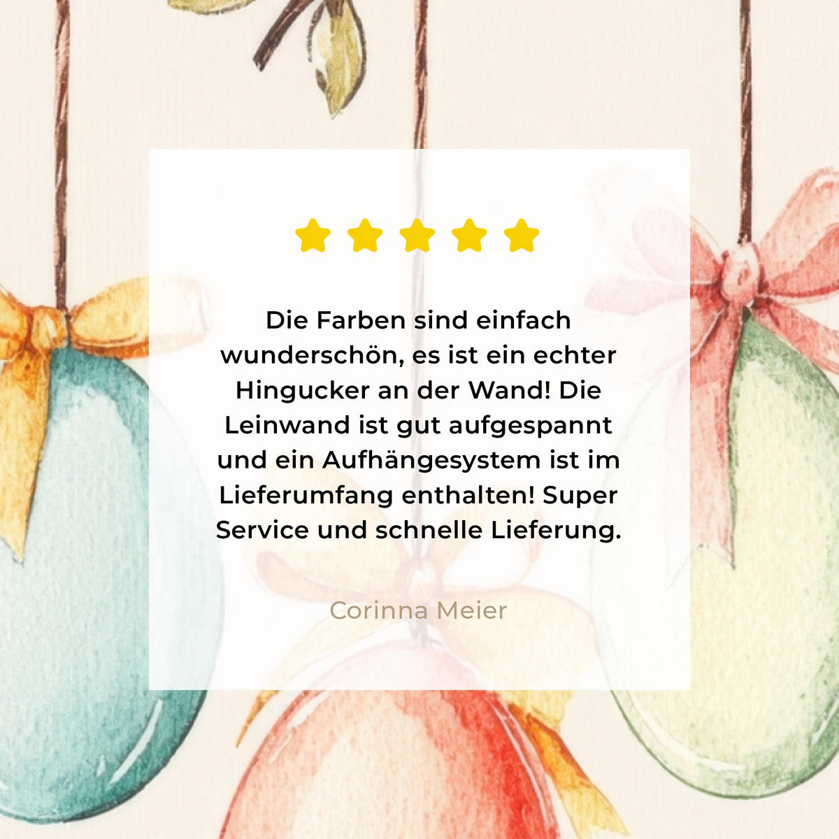 LEINWANDBILD Osterkuchen - Schleife - Eier Wandbilder 80x60 cm - Creme, Textil (80/60cm) - MuchoWow