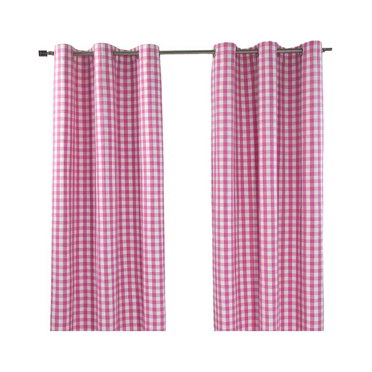 ÖSENVORHANG Karomuster blickdicht 2er-Set, 117/137 cm - Pink, Textil (117/137cm) - Homescapes