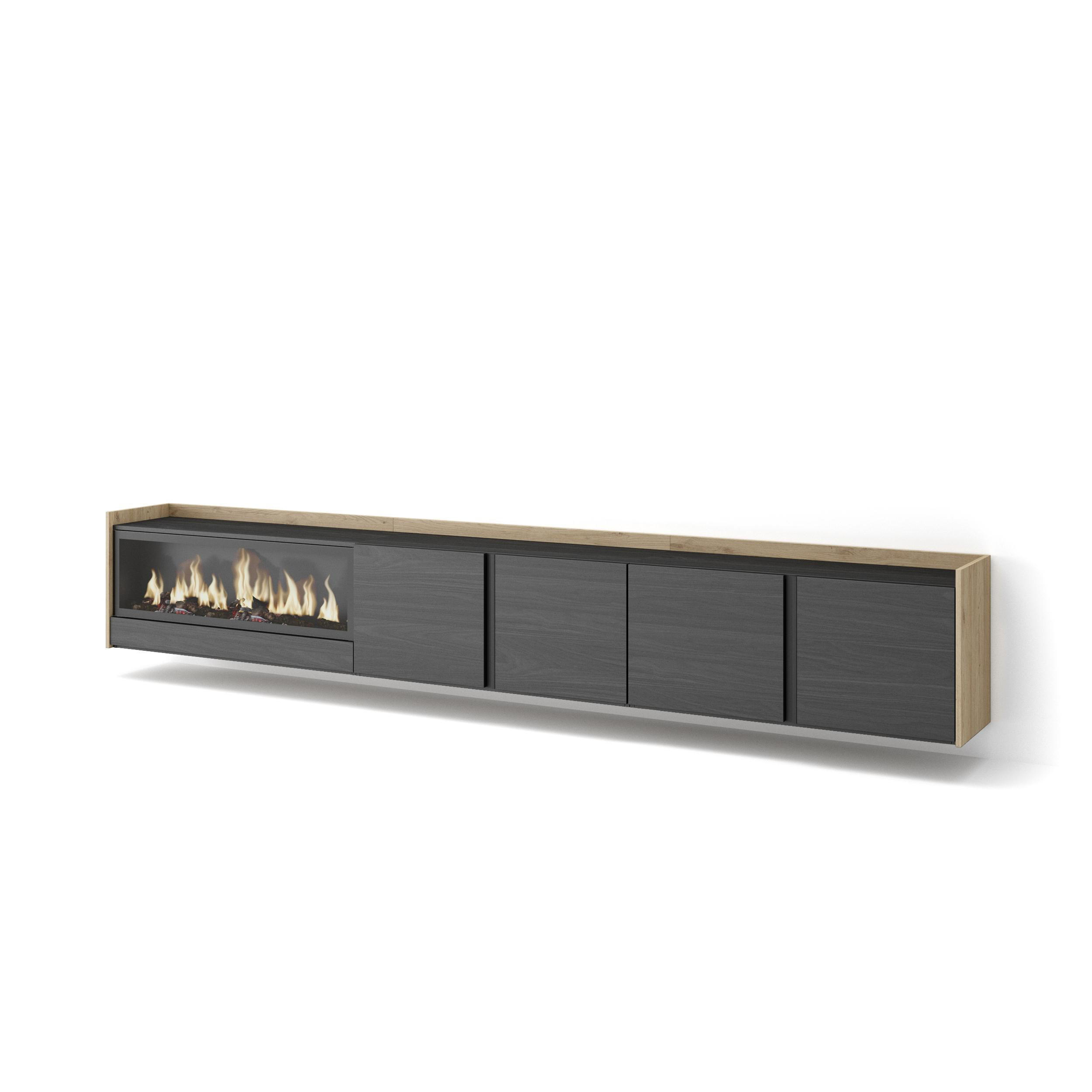 Skraut Home Lowboard, Schwarz 315x50x35 cm